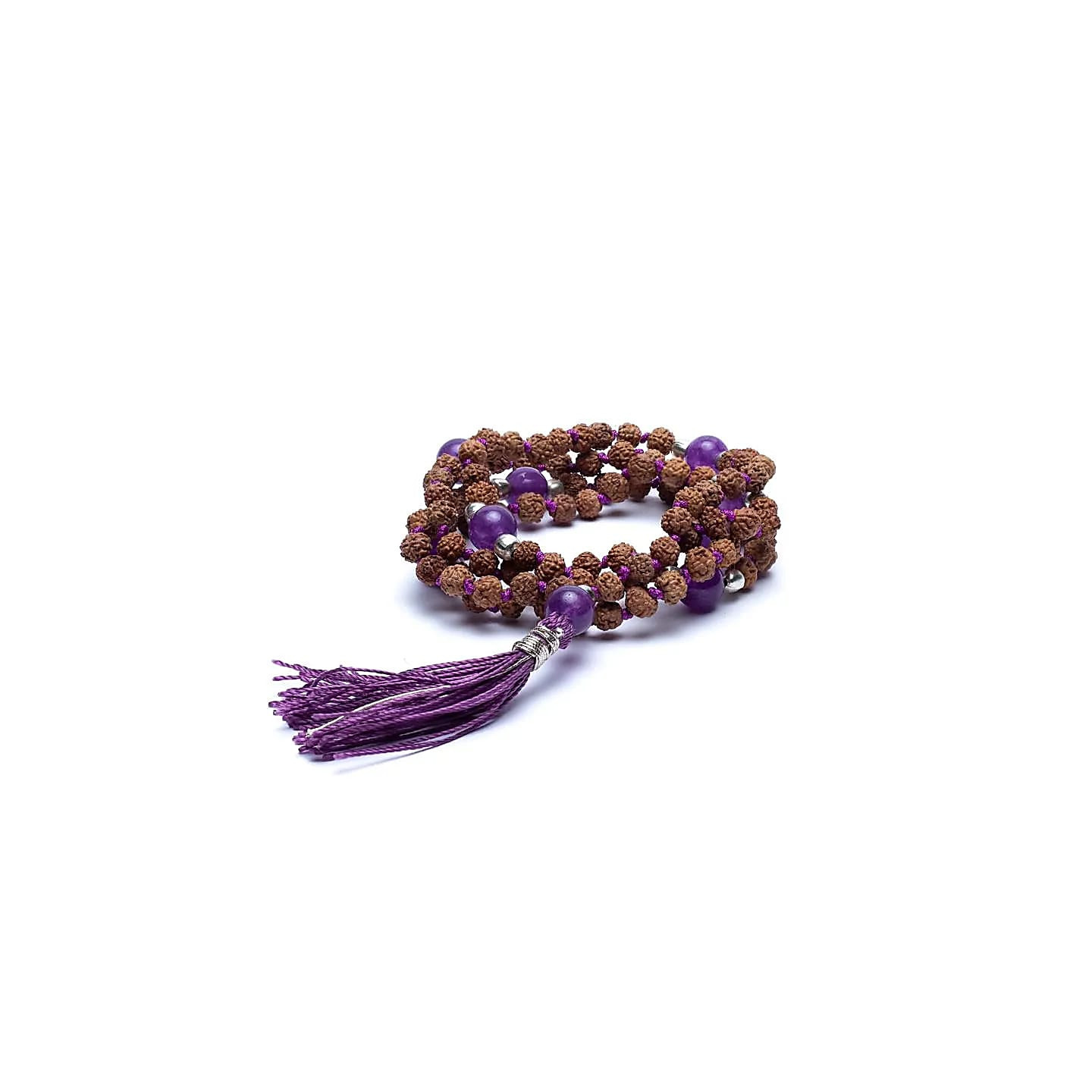 Mala Rudraksha et Améthyste gland violet | Pieralune