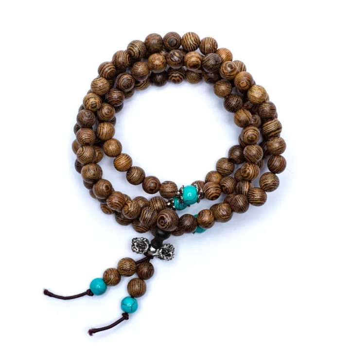 Mala de bois avec perles ornementales et dorje | Pieralune