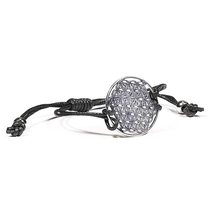 Bracelet Fleur de Vie noir ajustable | Pieralune