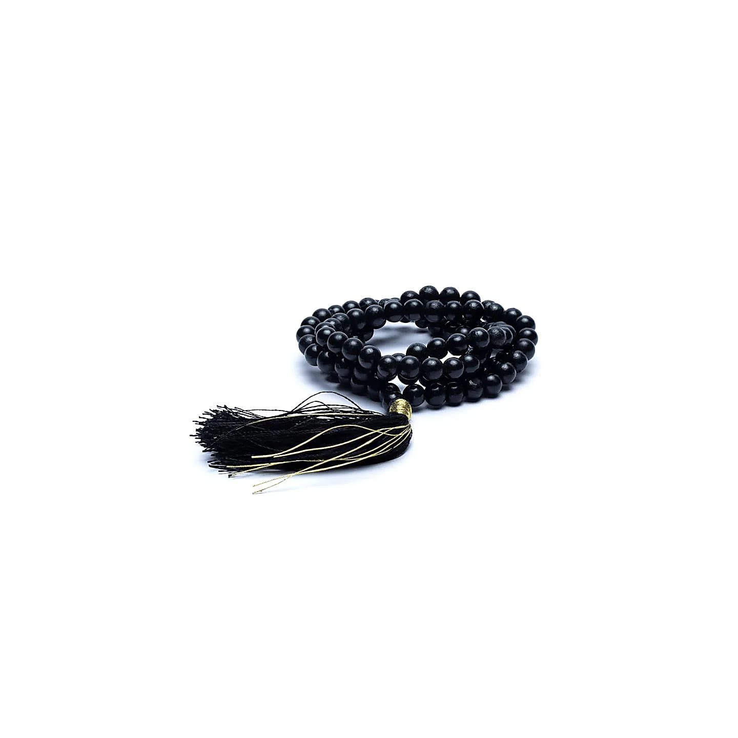 Mala Shungite qualité AA 108 perles + sachet en brocart | Pieralune