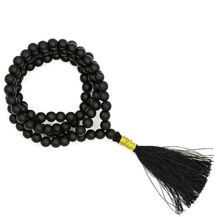 Mala Shungite qualité AA 108 perles + sachet en brocart | Pieralune