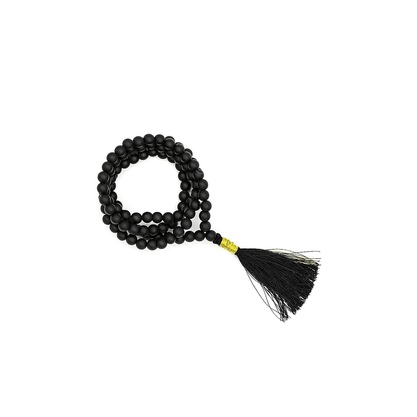 Mala Shungite qualité AA 108 perles + sachet en brocart | Pieralune