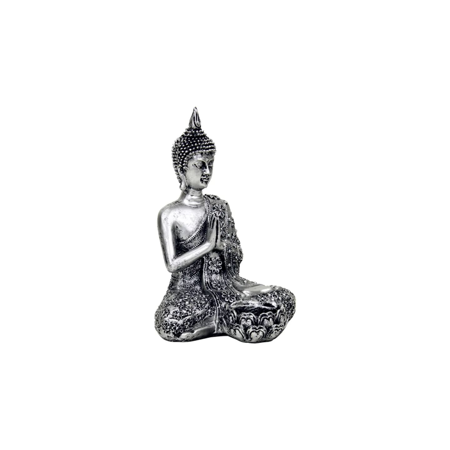 Bouddha avec bougeoir en argenté | Pieralune