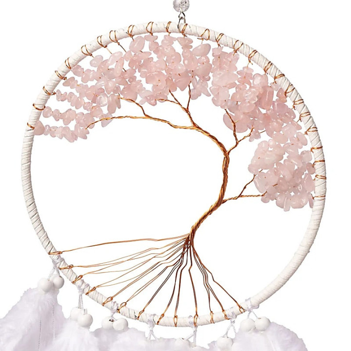 Capteur de rêves Arbre de Vie quartz rose | Pieralune