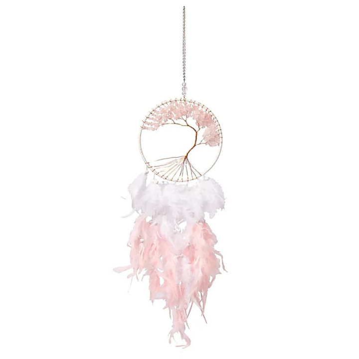 Capteur de rêves Arbre de Vie quartz rose | Pieralune