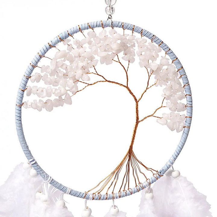 Capteur de rêves Arbre de Vie jade blanc | Pieralune