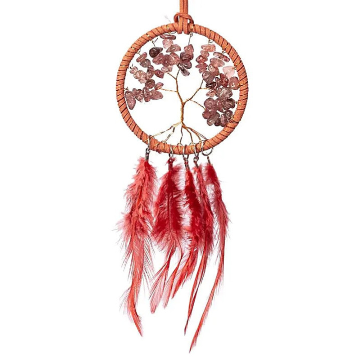 Capteur de rêves Arbre de Vie quartz fraise | Pieralune