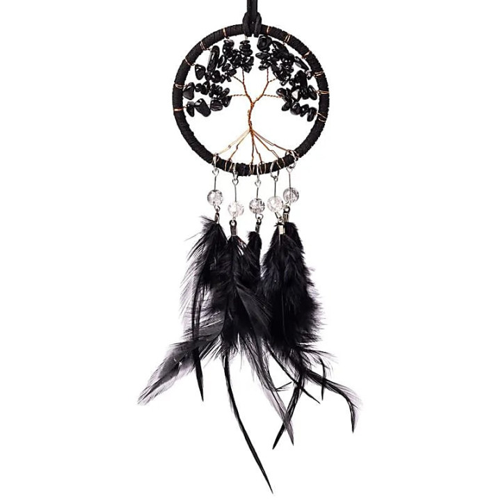 Capteur de rêves Arbre de Vie jaspe noir | Pieralune