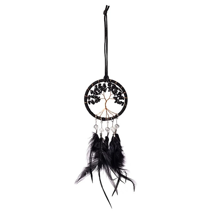 Capteur de rêves Arbre de Vie jaspe noir | Pieralune