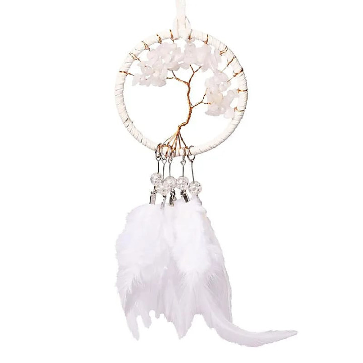 Capteur de rêves Arbre de Vie jaspe blanc | Pieralune