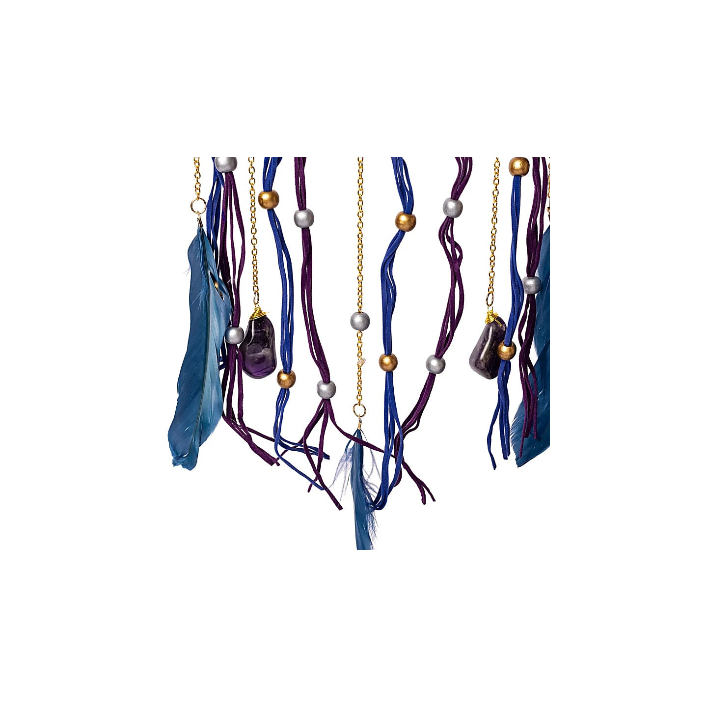 Capteur de rêves lune avec améthyste roulée – ±16x45cm | Pieralune