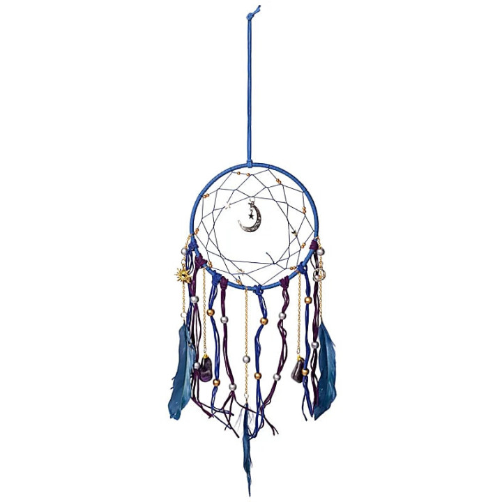 Capteur de rêves lune avec améthyste roulée – ±16x45cm | Pieralune