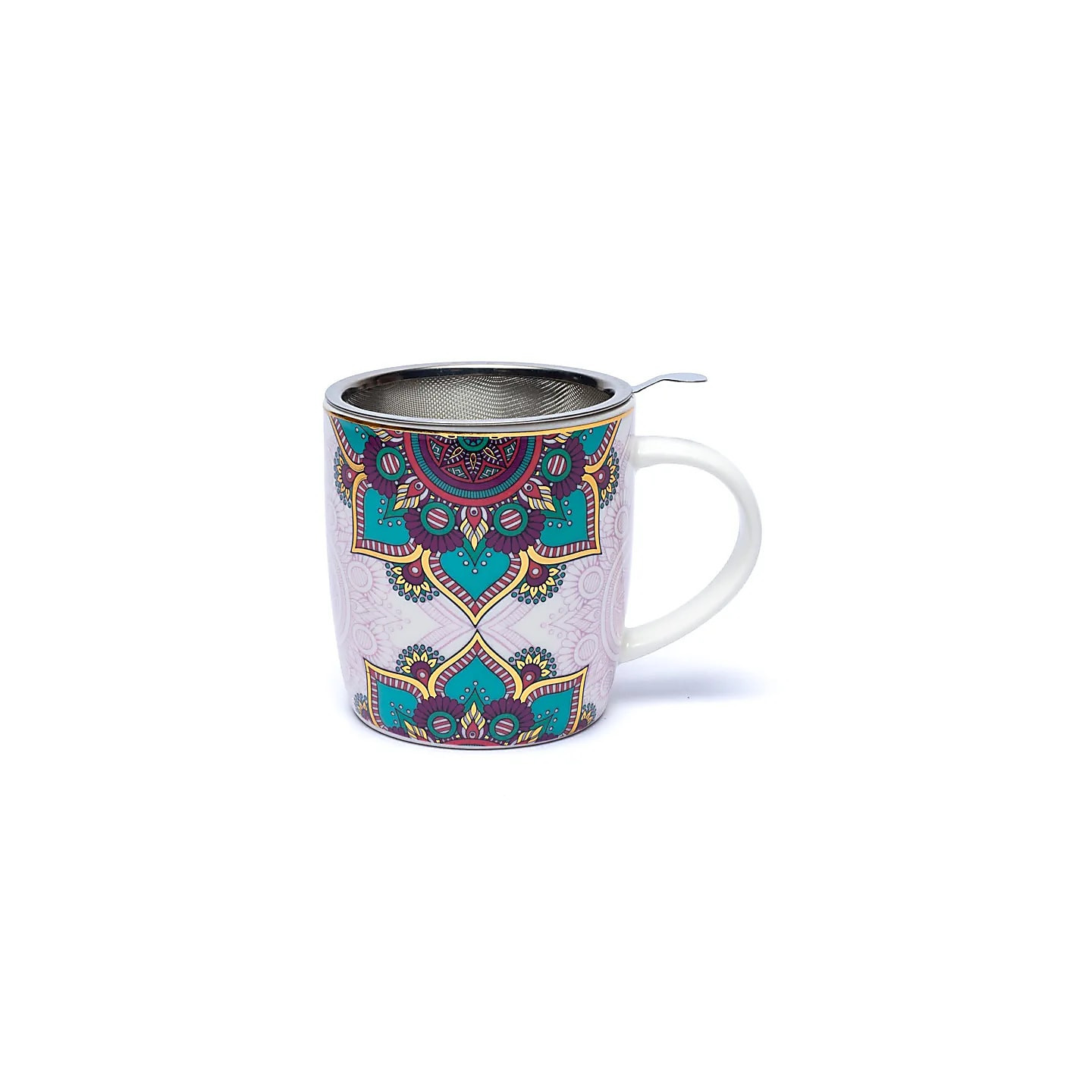 Tasse à thé infuseur Mandala turquoise | Pieralune
