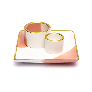 Brûleur en céramique smudge et Palo Santo fleur rose/bl... | Pieralune