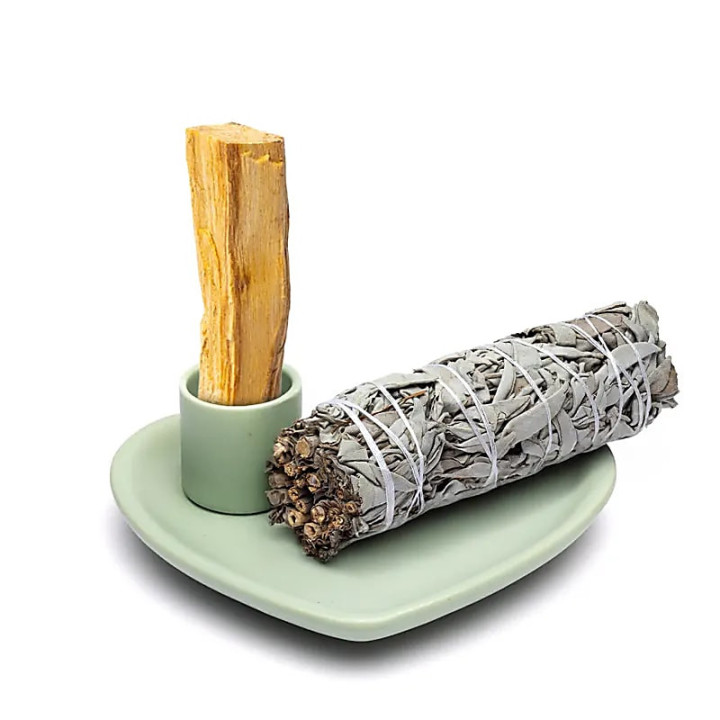 Coupelle à smudge et brûleur Palo Santo en céramique cœ... | Pieralune