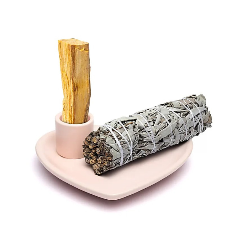 Coupelle à smudge et brûleur Palo Santo en céramique cœ... | Pieralune