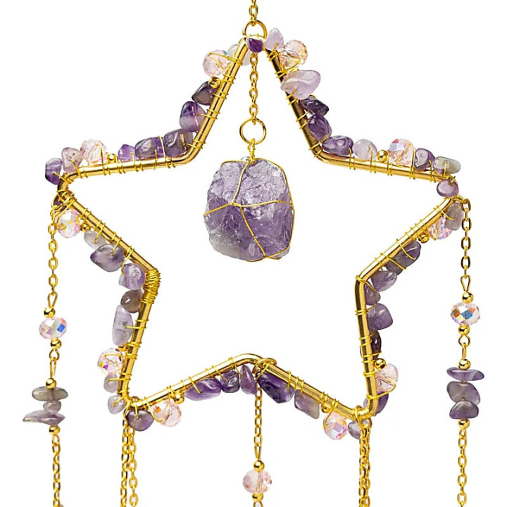 Attrape-soleil étoile avec améthyste | Pieralune
