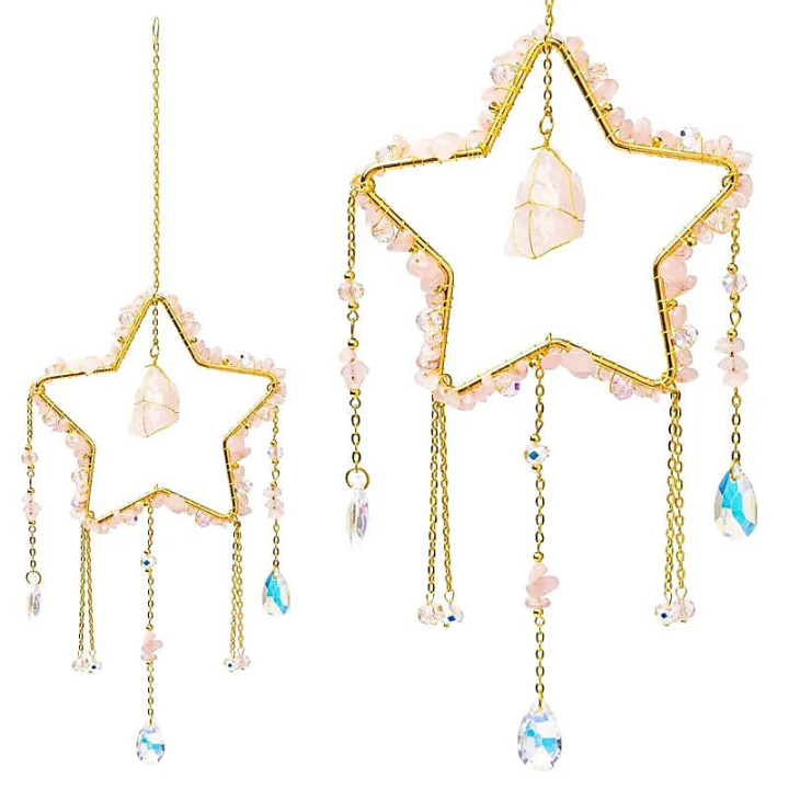 Attrape-soleil étoile avec quartz rose | Pieralune