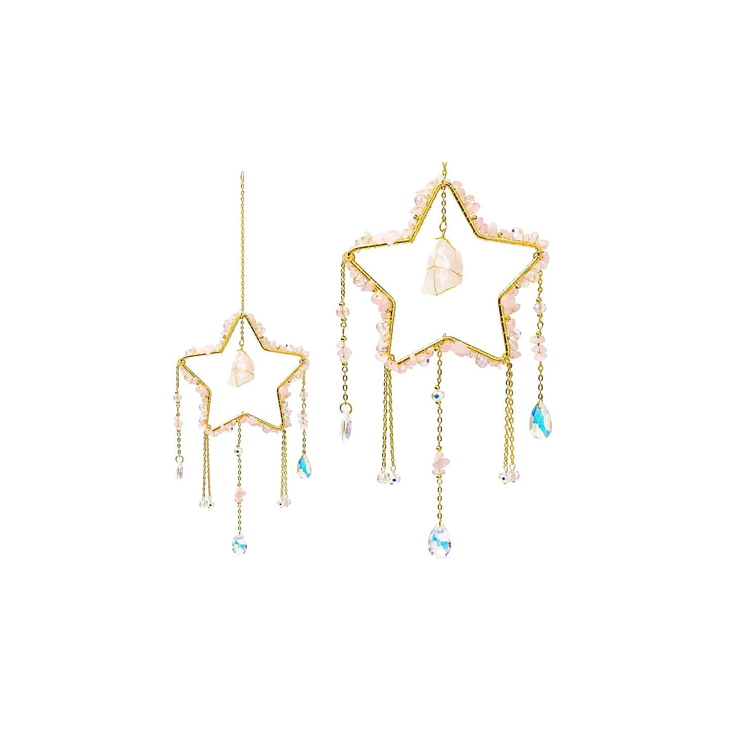 Attrape-soleil étoile avec quartz rose | Pieralune