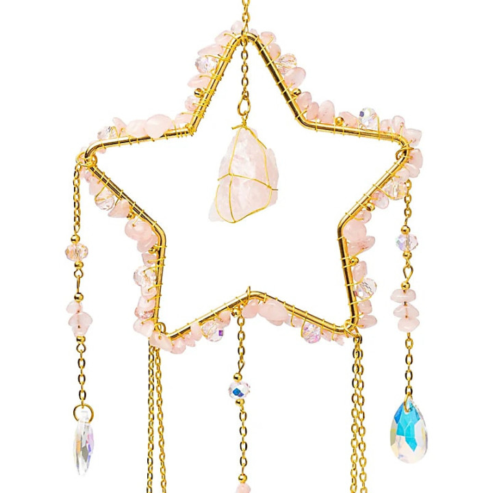 Attrape-soleil étoile avec quartz rose | Pieralune