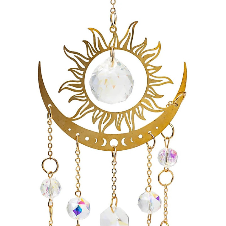 Attrape-soleil soleil et demi-lune avec verre cristal | Pieralune