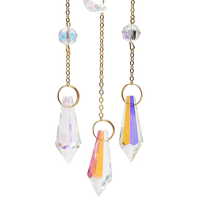 Attrape-soleil soleil et demi-lune avec verre cristal | Pieralune