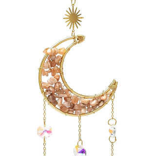 Attrape-soleil lune avec pierre de lune rose | Pieralune