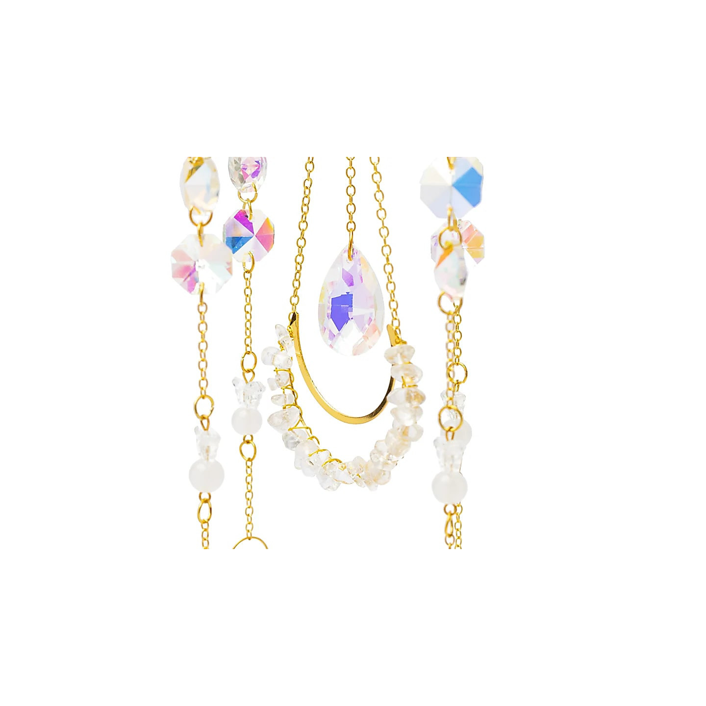 Attrape-soleil lotus et papillons avec cristal de roche | Pieralune