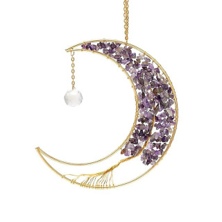 Attrape-soleil lune avec améthyste et arbre de vie | Pieralune