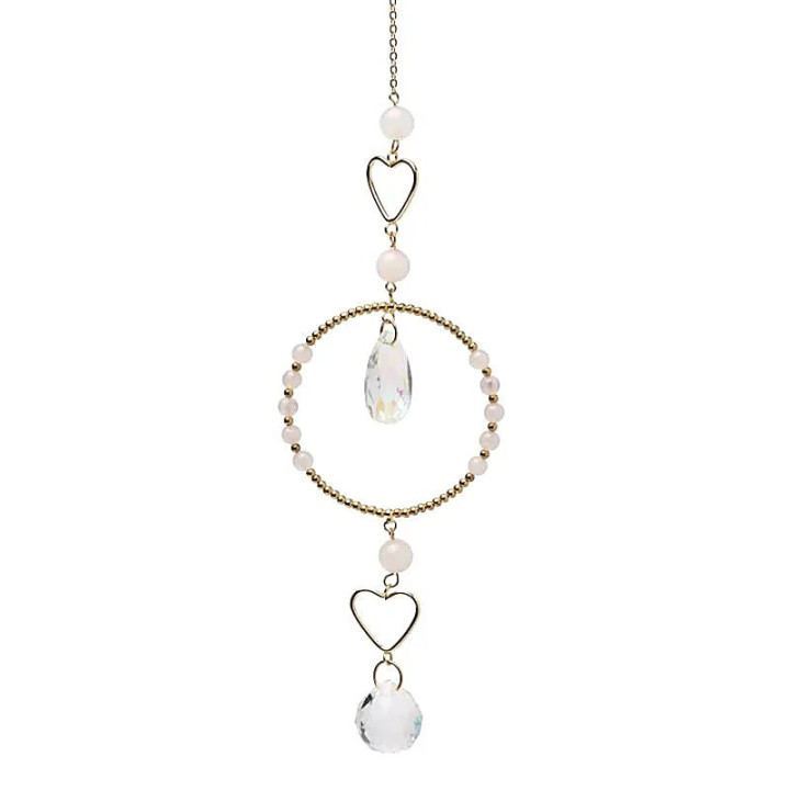 Capteur de soleil cœurs avec quartz rose et cristal | Pieralune