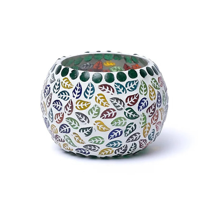 Photophore mosaïque feuilles | Pieralune