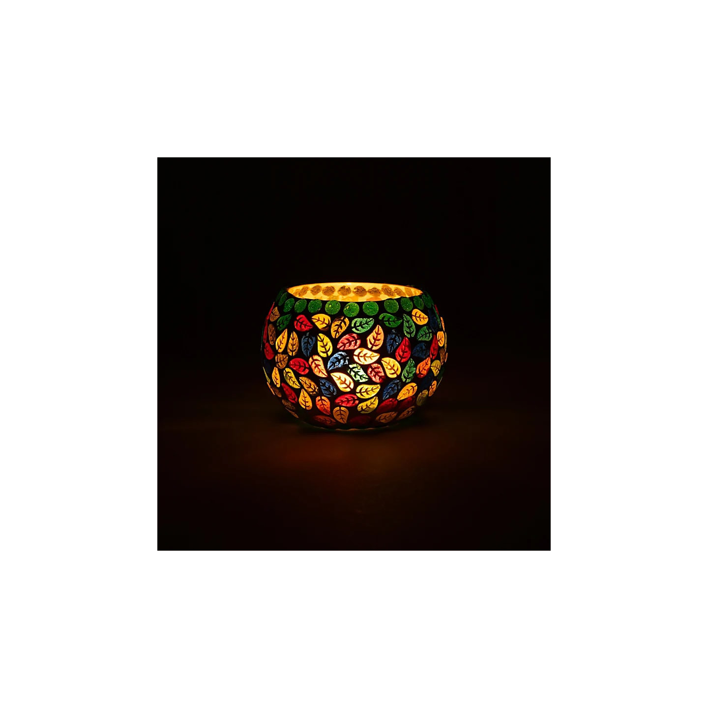 Photophore mosaïque feuilles | Pieralune