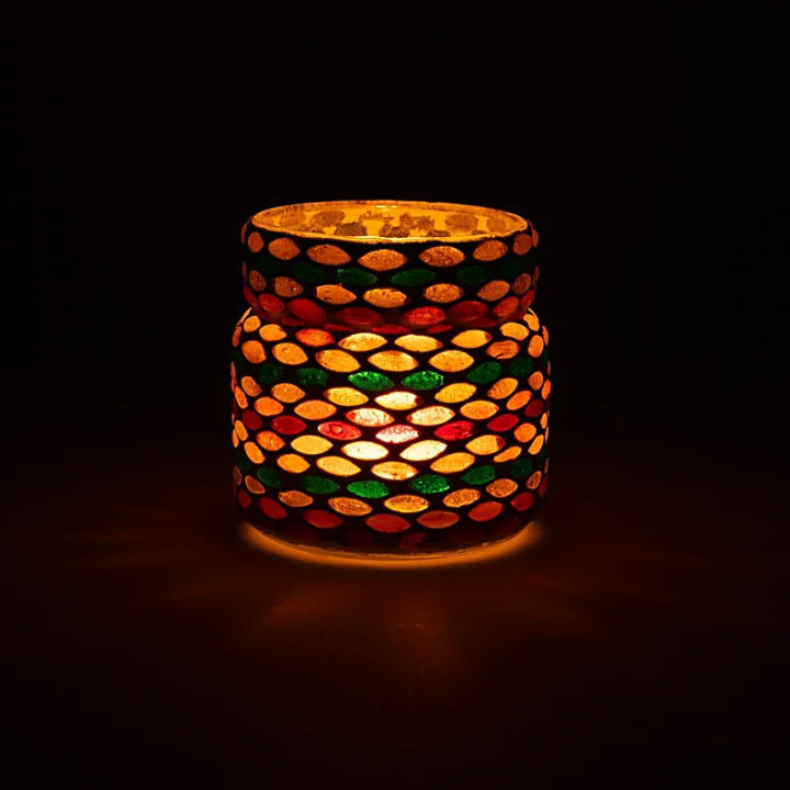 Photophore mosaïque nuances d'automne | Pieralune