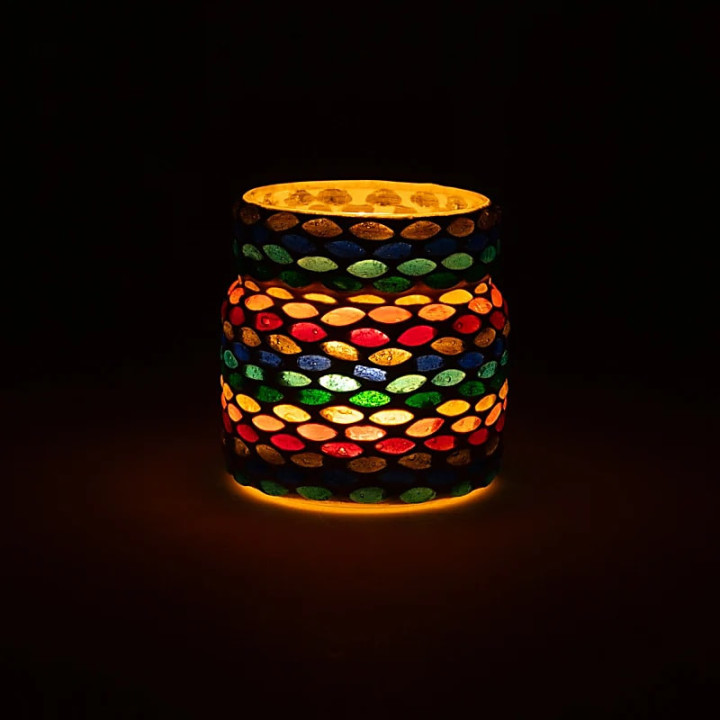 Photophore mosaïque couleurs chakra | Pieralune