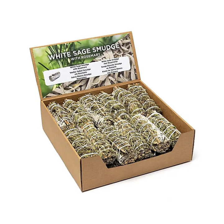 Smudge de Sauge Blanche avec romarin S par 24 en présen... | Pieralune