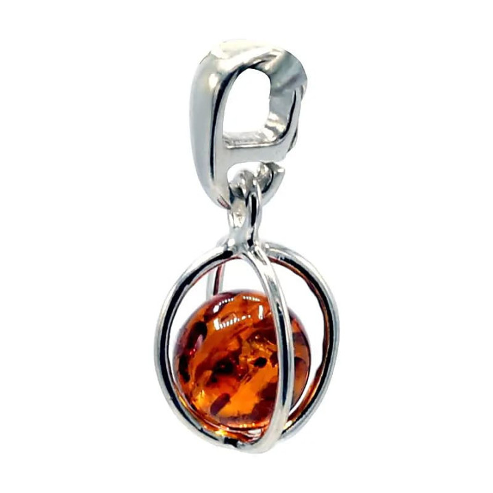 Pendentif argent sterling avec une bille d'ambre | Pieralune