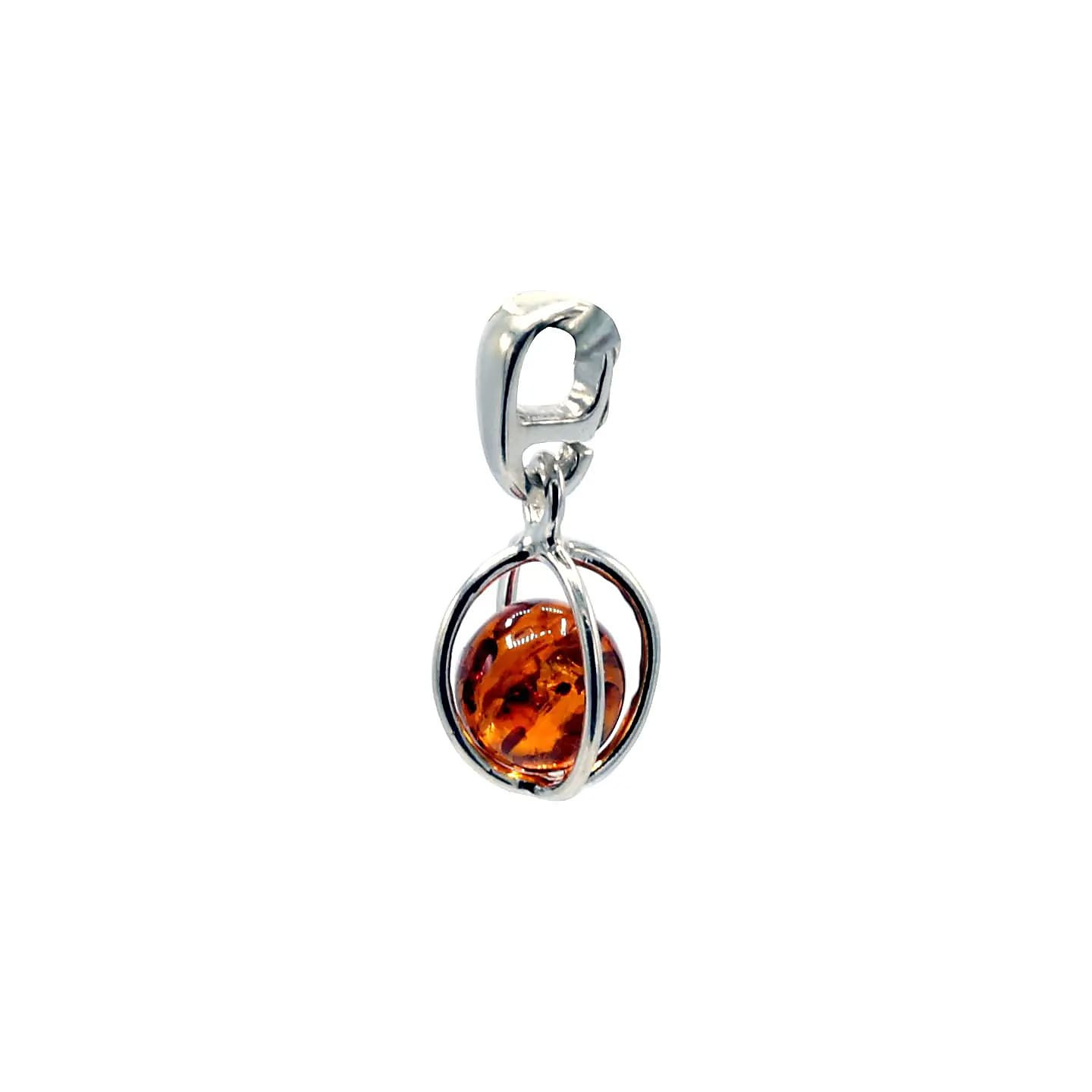 Pendentif argent sterling avec une bille d'ambre | Pieralune