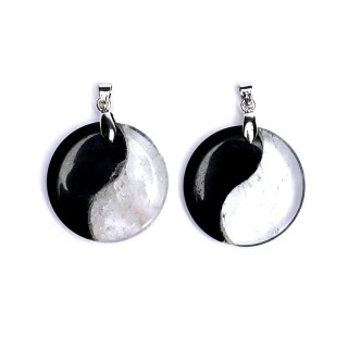 Pendentif Yin Yang obsidienne/cristal de roche | Pieralune
