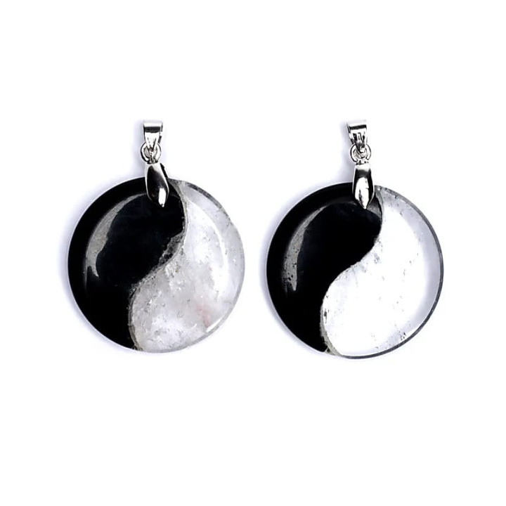 Pendentif Yin Yang obsidienne/cristal de roche | Pieralune