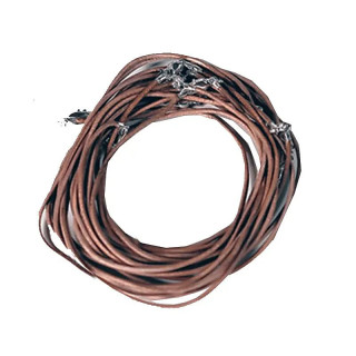 Collier en cuir avec fermoir à homard marron clair | Pieralune