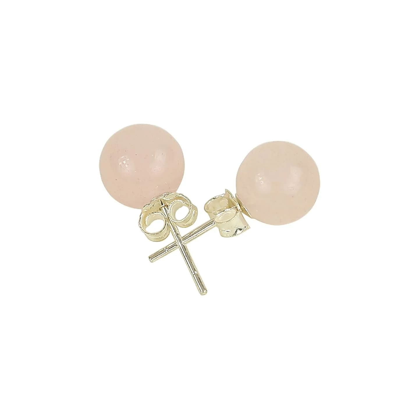 Boucles d’oreilles quartz rose clous argent 925 | Pieralune