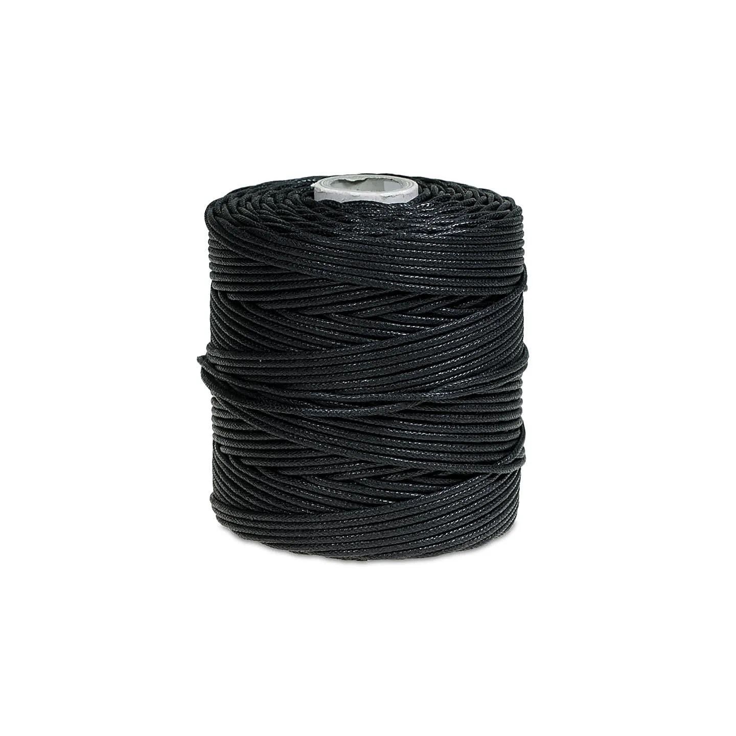 Cordon ciré en coton noir 100 mètres | Pieralune