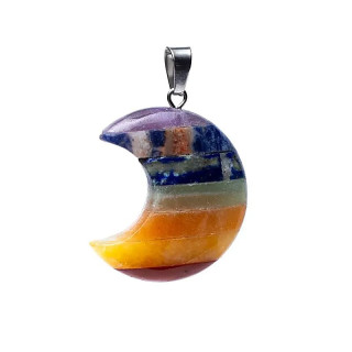 Pendentif en pierre précieuse en forme de lune des 7 ch... | Pieralune