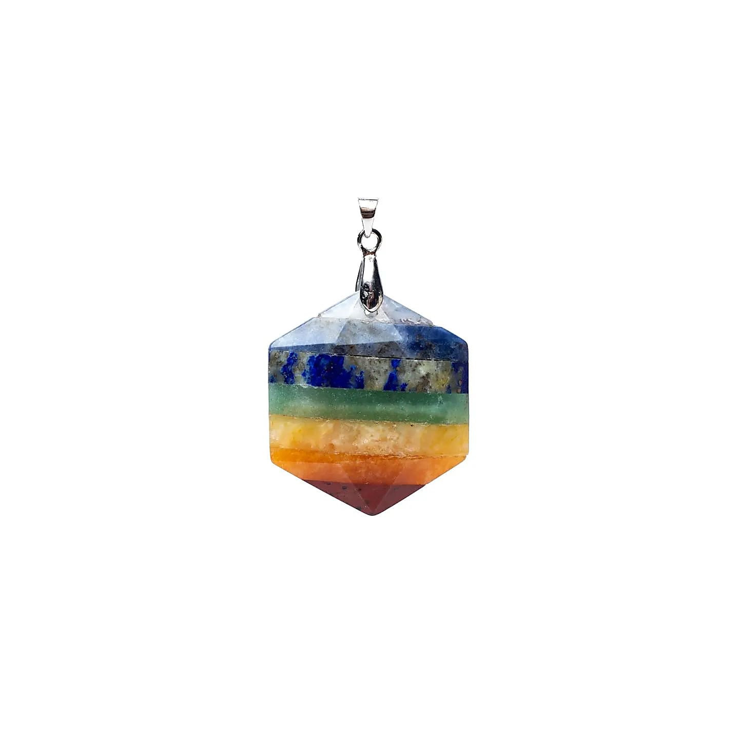 Pendentif pierre précieuse hexagonale 7 chakras | Pieralune