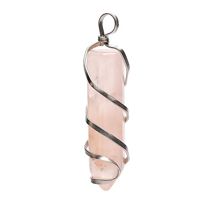 Pendentif pointe de quartz rose | Pieralune