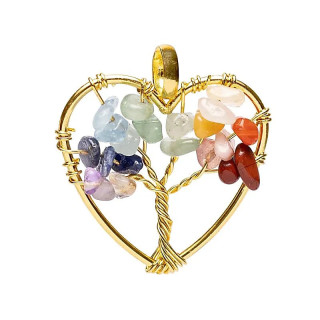 Pendentif chakra cœur arbre de vie doré | Pieralune