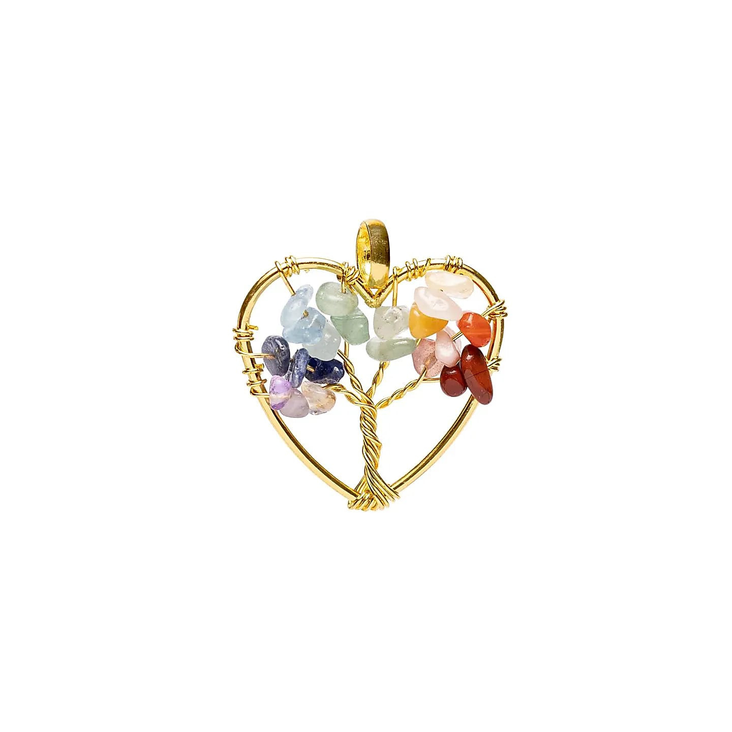 Pendentif chakra cœur arbre de vie doré | Pieralune