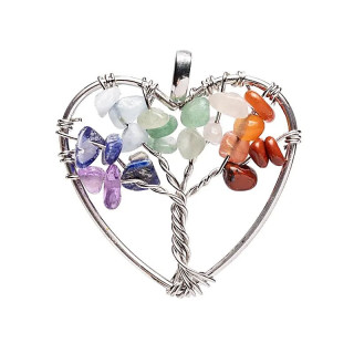 Pendentif chakra cœur arbre de vie argenté | Pieralune