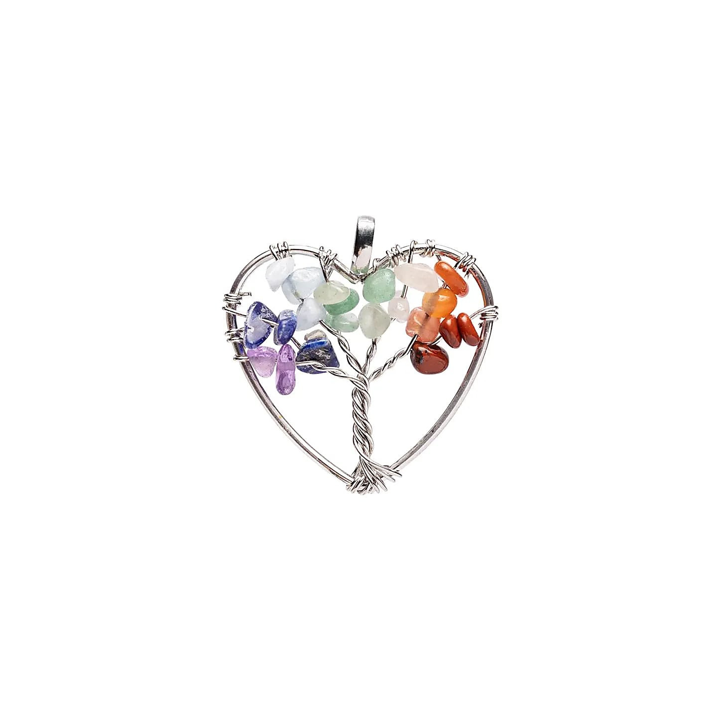 Pendentif chakra cœur arbre de vie argenté | Pieralune
