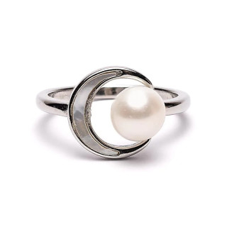 Bague ajustable perle et lune | Pieralune